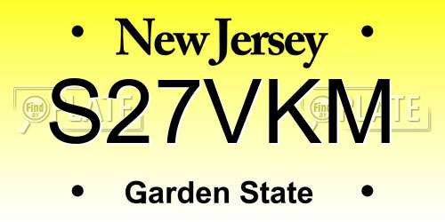 S27VKM New Jersey License Plate