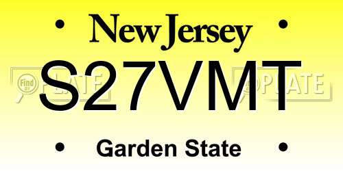 S27VMT New Jersey License Plate