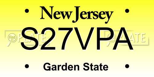S27VPA New Jersey License Plate