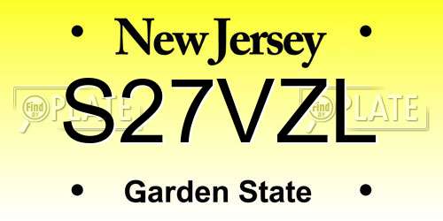S27VZL New Jersey License Plate