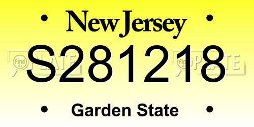 S281218 New Jersey License Plate