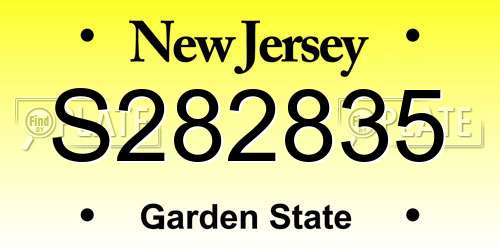S282835 New Jersey License Plate