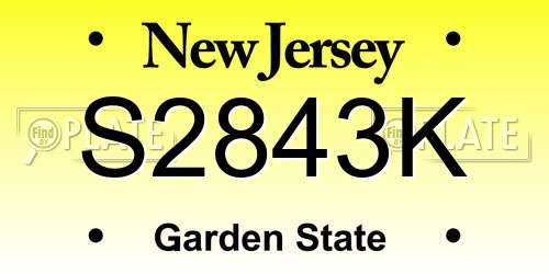 S2843K New Jersey License Plate