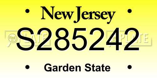 S285242 New Jersey License Plate
