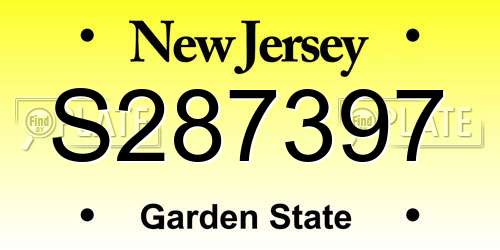 S287397 New Jersey License Plate