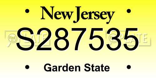 S287535 New Jersey License Plate