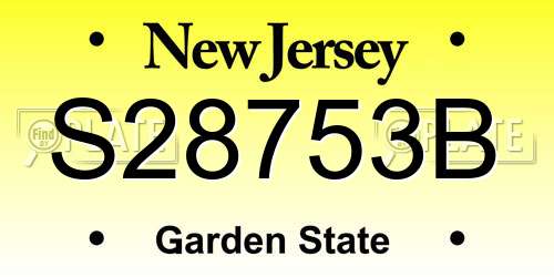 S28753B New Jersey License Plate