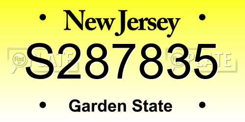 S287835 New Jersey License Plate