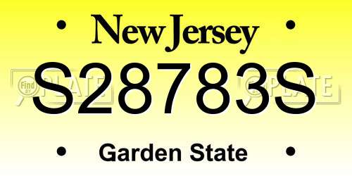 S28783S New Jersey License Plate