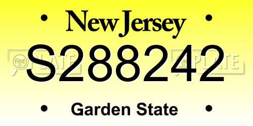 S288242 New Jersey License Plate