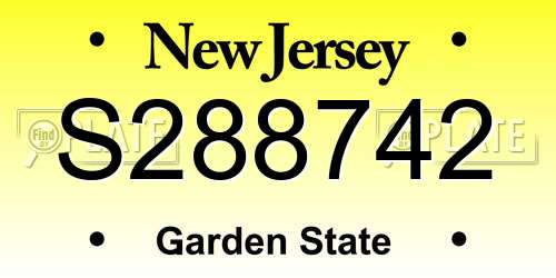 S288742 New Jersey License Plate