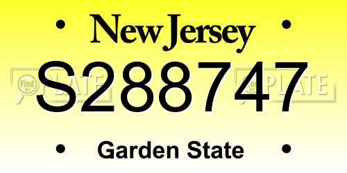 S288747 New Jersey License Plate
