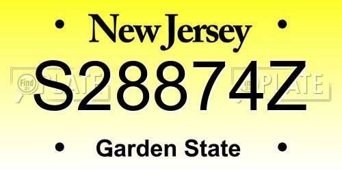 S28874Z New Jersey License Plate