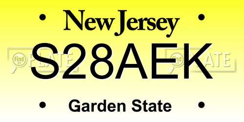 S28AEK New Jersey License Plate