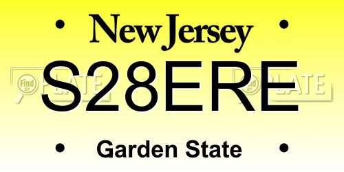 S28ERE New Jersey License Plate