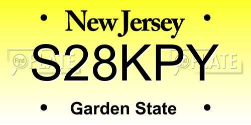 S28KPY New Jersey License Plate
