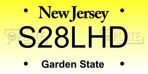 S28LHD New Jersey License Plate