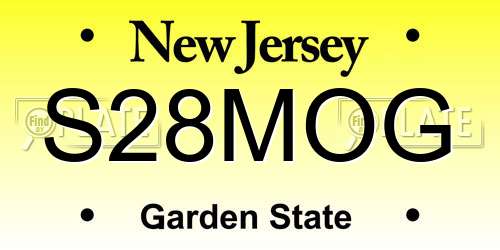S28MOG New Jersey License Plate