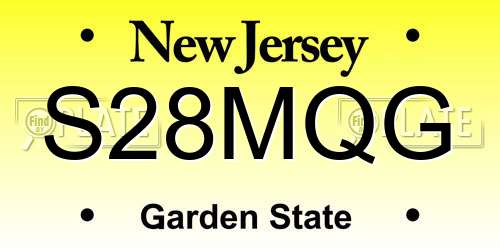 S28MQG New Jersey License Plate