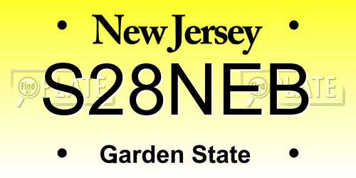 S28NEB New Jersey License Plate
