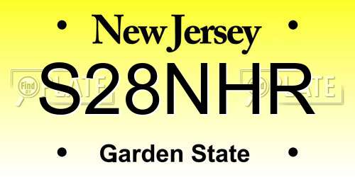 S28NHR New Jersey License Plate