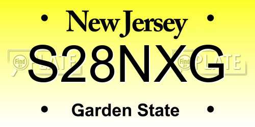 S28NXG New Jersey License Plate