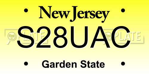 S28UAC New Jersey License Plate