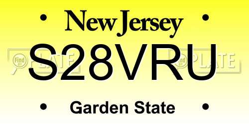 S28VRU New Jersey License Plate