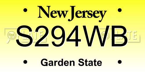 S294WB New Jersey License Plate