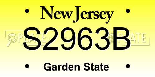 S2963B New Jersey License Plate