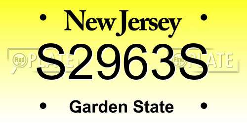 S2963S New Jersey License Plate