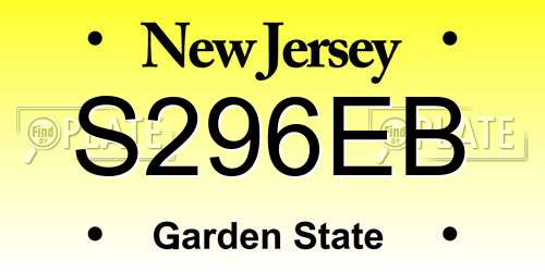 S296EB New Jersey License Plate
