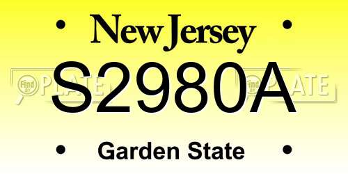 S2980A New Jersey License Plate