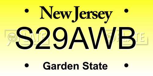 S29AWB New Jersey License Plate