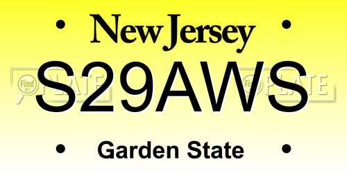 S29AWS New Jersey License Plate