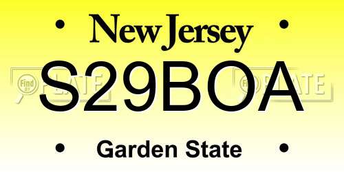 S29BOA New Jersey License Plate