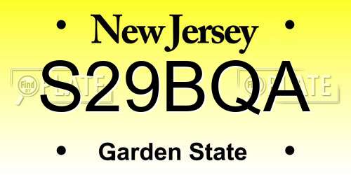S29BQA New Jersey License Plate