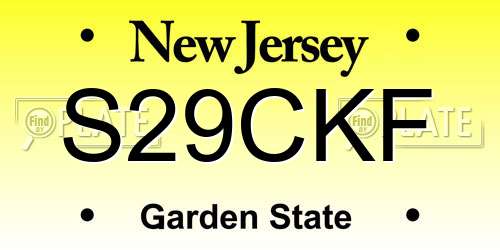 S29CKF New Jersey License Plate