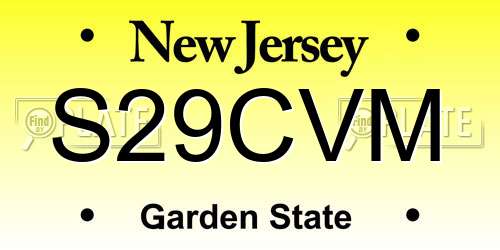 S29CVM New Jersey License Plate