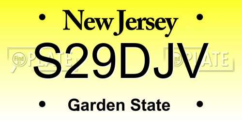 S29DJV New Jersey License Plate