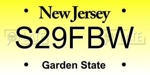 S29FBW New Jersey License Plate