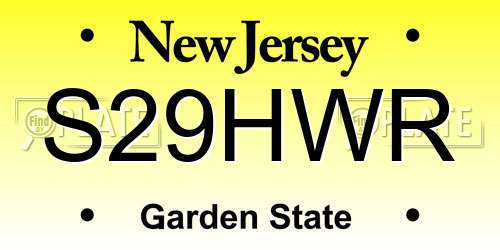 S29HWR New Jersey License Plate