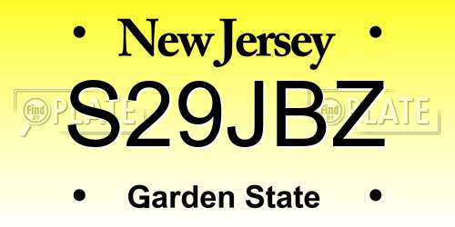 S29JBZ New Jersey License Plate