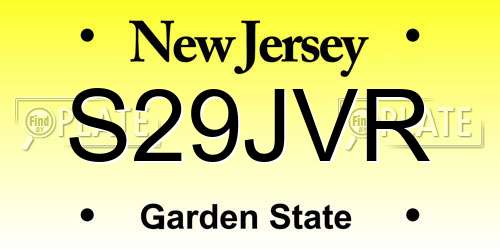 S29JVR New Jersey License Plate