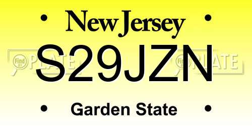 S29JZN New Jersey License Plate