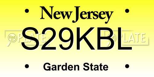 S29KBL New Jersey License Plate