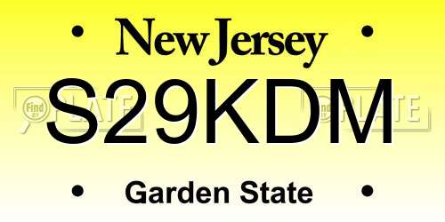 S29KDM New Jersey License Plate
