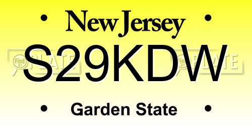S29KDW New Jersey License Plate