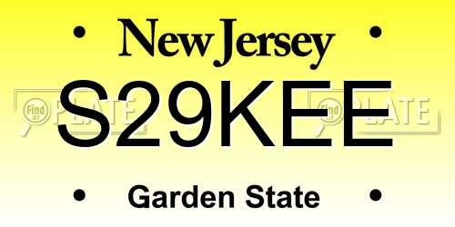 S29KEE New Jersey License Plate