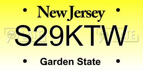 S29KTW New Jersey License Plate